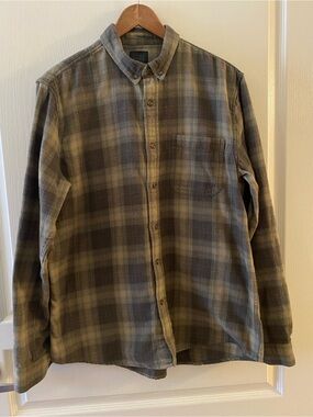 14TH & UNION Men’s Flannel Plaid Button Down Trim-Fit Shirt - L
